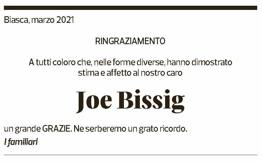 Annuncio funebre Joe Bissig