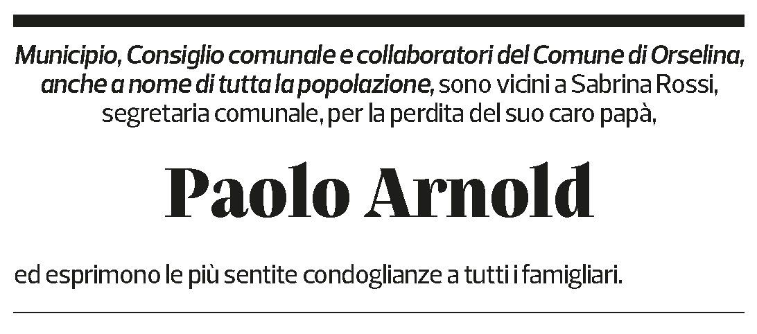 Annuncio funebre Paolo Arnold