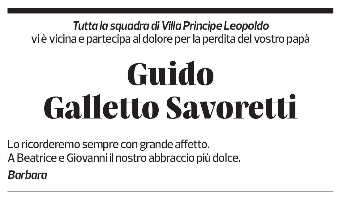 Annuncio funebre Guido Galletto Savoretti