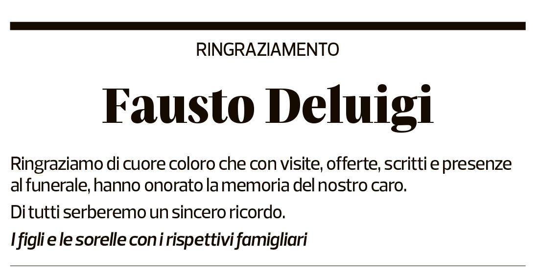 Annuncio funebre Fausto Deluigi