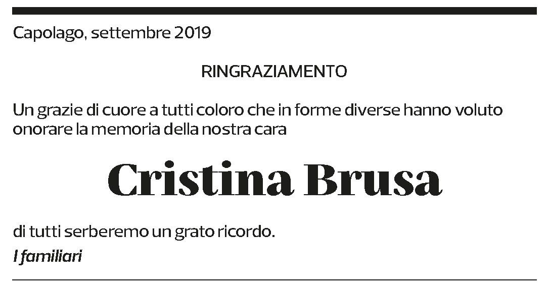 Annuncio funebre Cristina Brusa