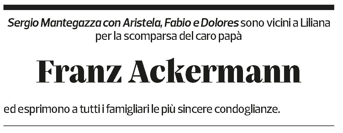 Annuncio funebre Franz Ackermann