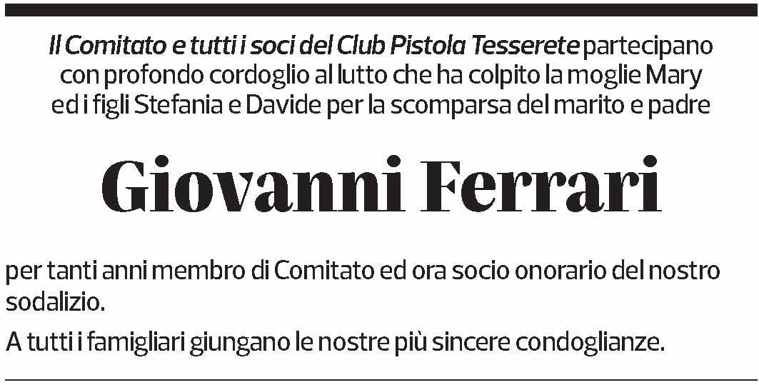 Annuncio funebre Giovanni Ferrari
