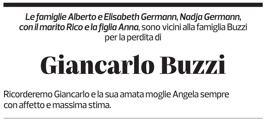 Annuncio funebre Giancarlo Buzzi