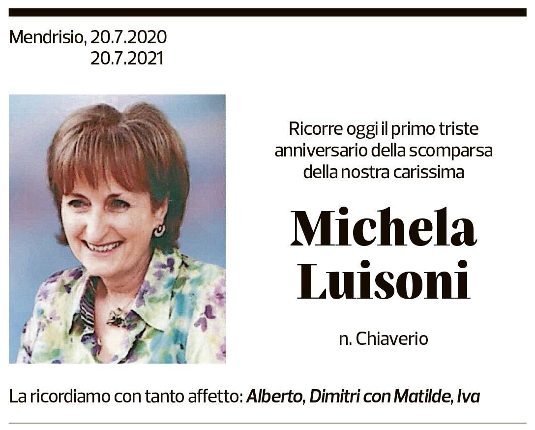 Annuncio funebre Michela Luisoni