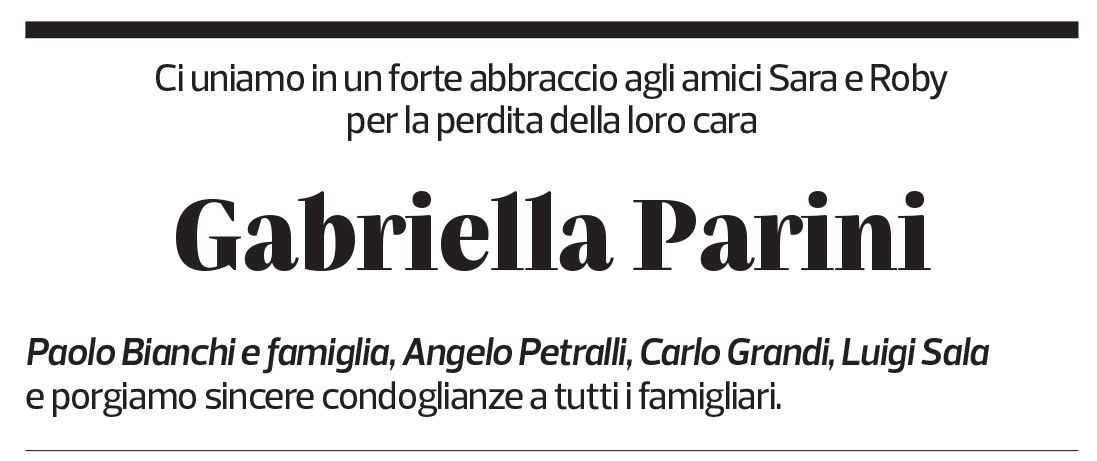 Annuncio funebre Gabriella Parini