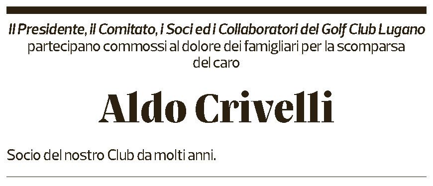 Annuncio funebre Aldo Crivelli