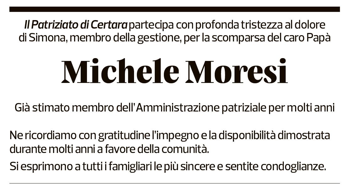 Annuncio funebre Michele Moresi