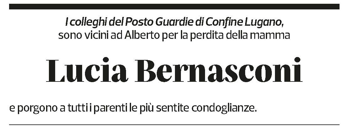 Annuncio funebre Lucia Bernasconi