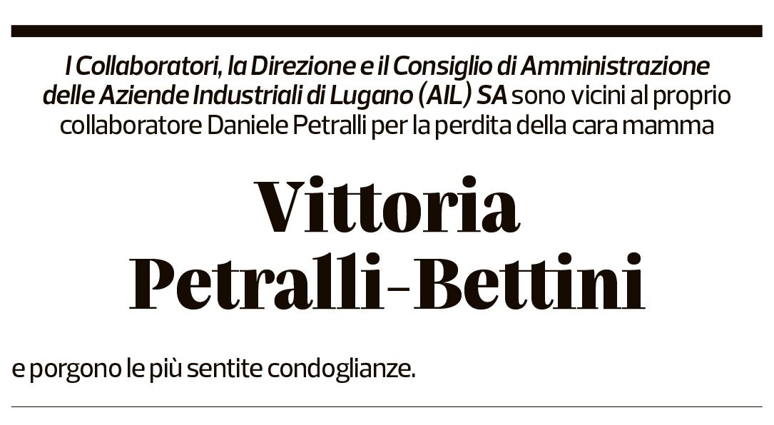 Annuncio funebre Vittoria Petralli-bettini