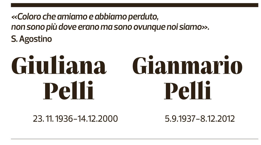 Annuncio funebre Giuliana Pelli Gianmario Pelli