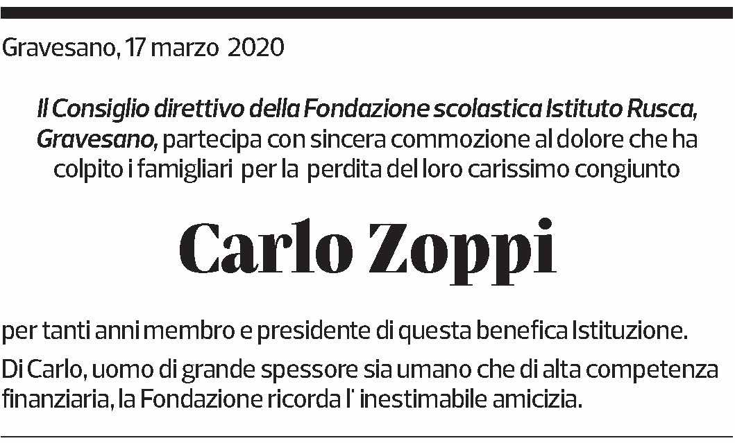 Annuncio funebre Carlo Zoppi