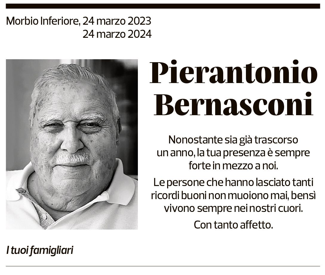 Annuncio funebre Pierantonio Bernasconi