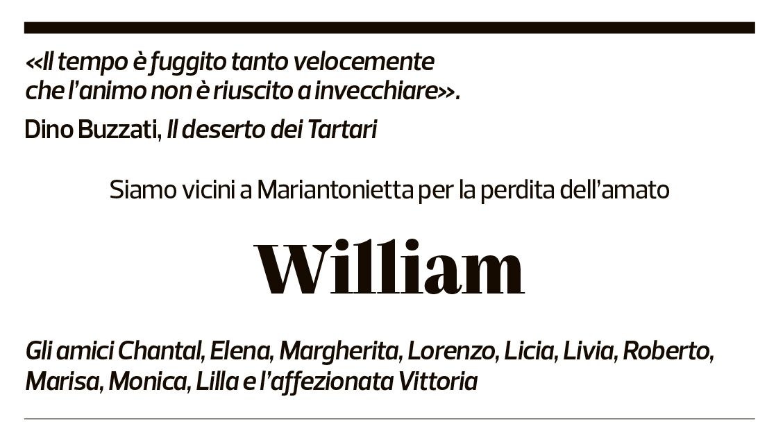 Annuncio funebre William Spaggiari