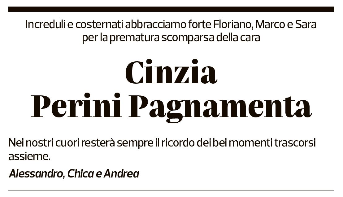 Annuncio funebre Cinzia Perini-pagnamenta