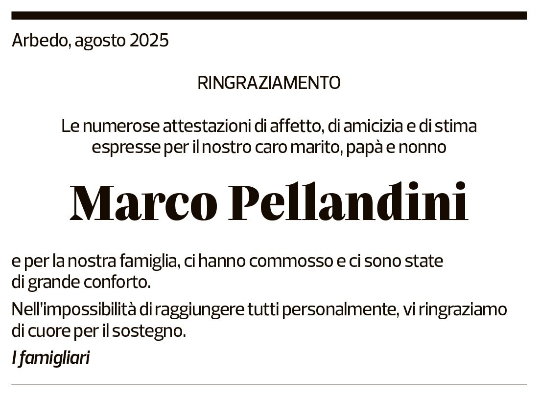 Annuncio funebre Marco Pellandini