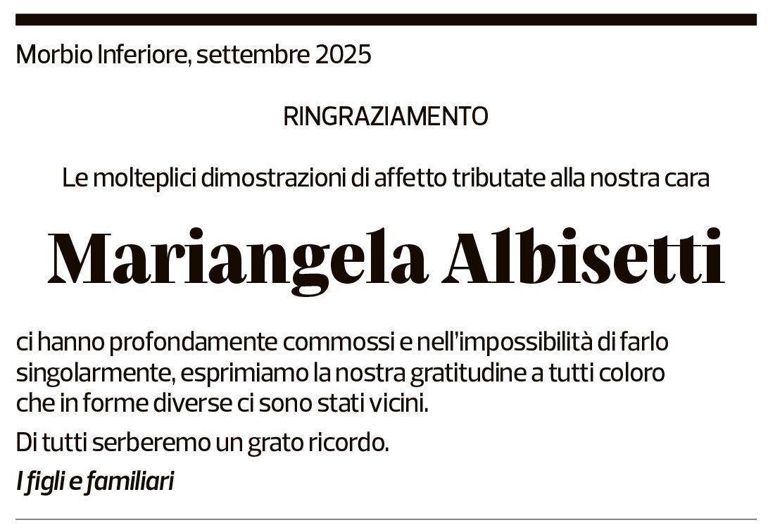 Annuncio funebre Mariangela Albisetti
