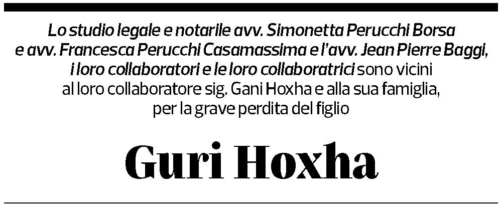 Annuncio funebre Guri Hoxha