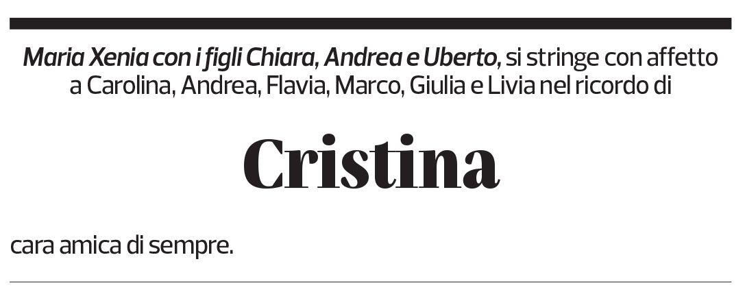 Annuncio funebre Cristina Del Bue