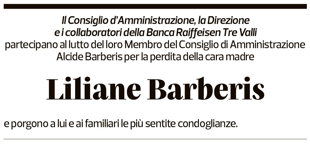 Annuncio funebre Liliane Barberis