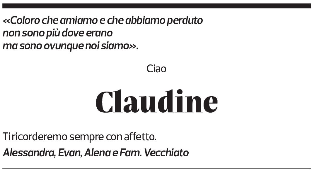 Annuncio funebre Claudine Pflumm