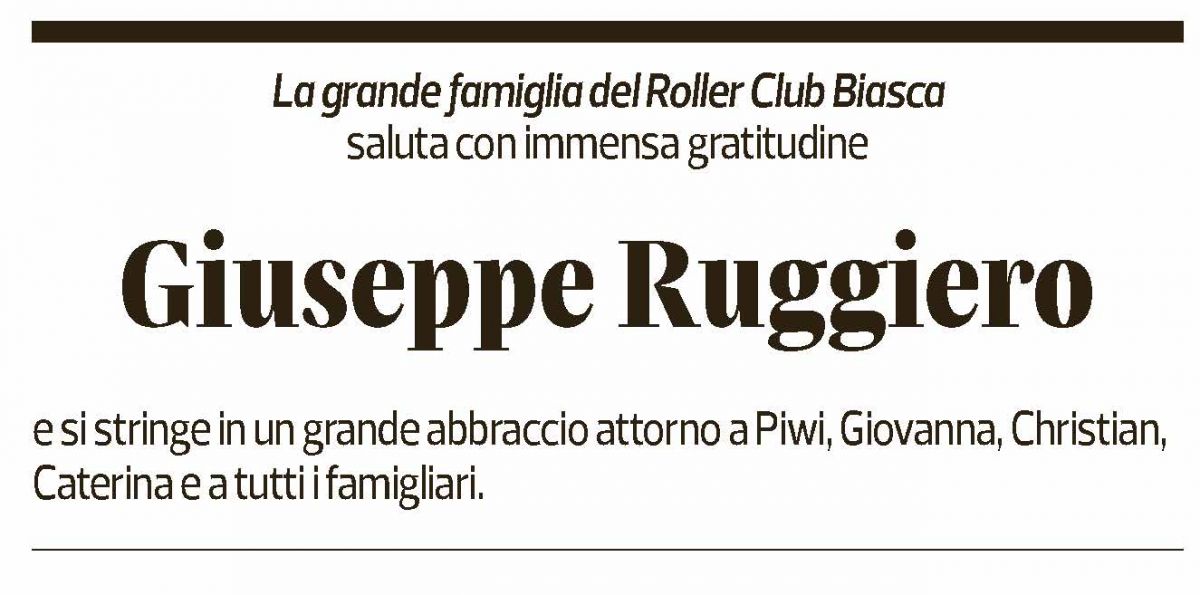 Annuncio funebre Giuseppe Ruggiero