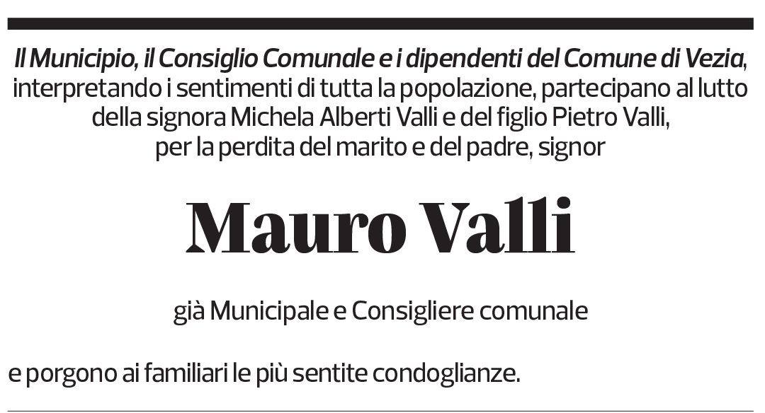 Annuncio funebre Mauro Valli