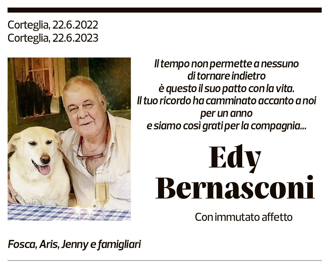 Annuncio funebre Edy Bernasconi