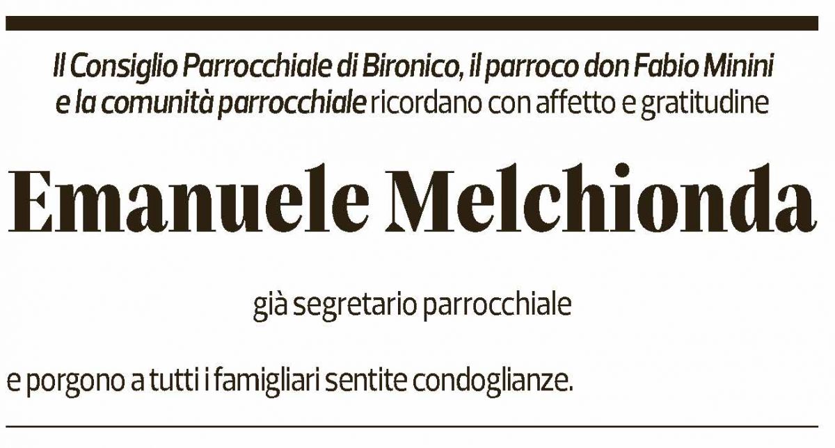 Annuncio funebre Emanuele Melchionda