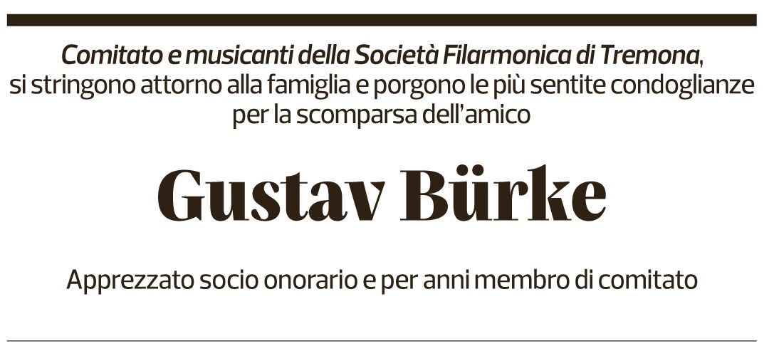 Annuncio funebre Gustav Bürke