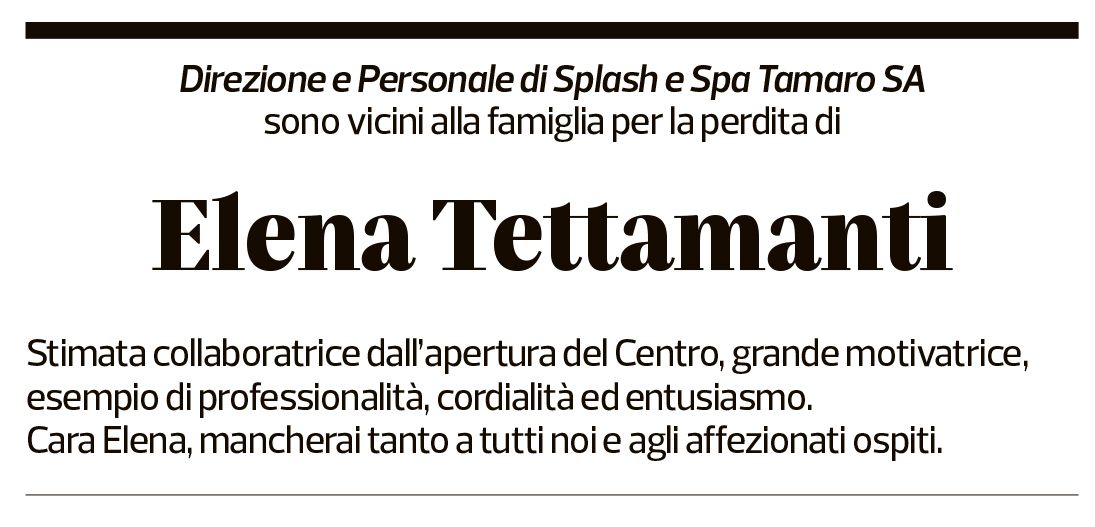 Annuncio funebre Elena Tettamanti