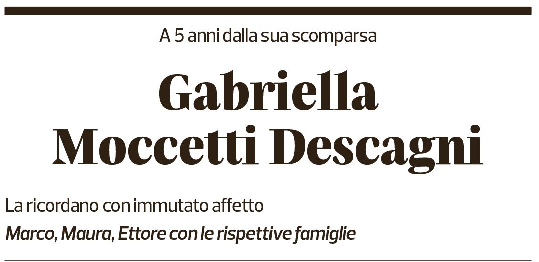 Annuncio funebre Gabriella Moccetti Descagni