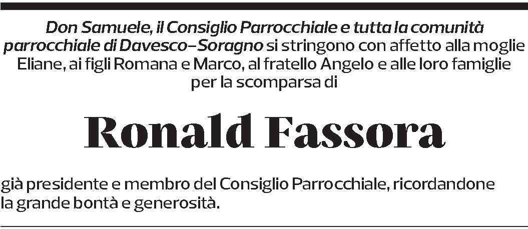 Annuncio funebre Ronald Fassora