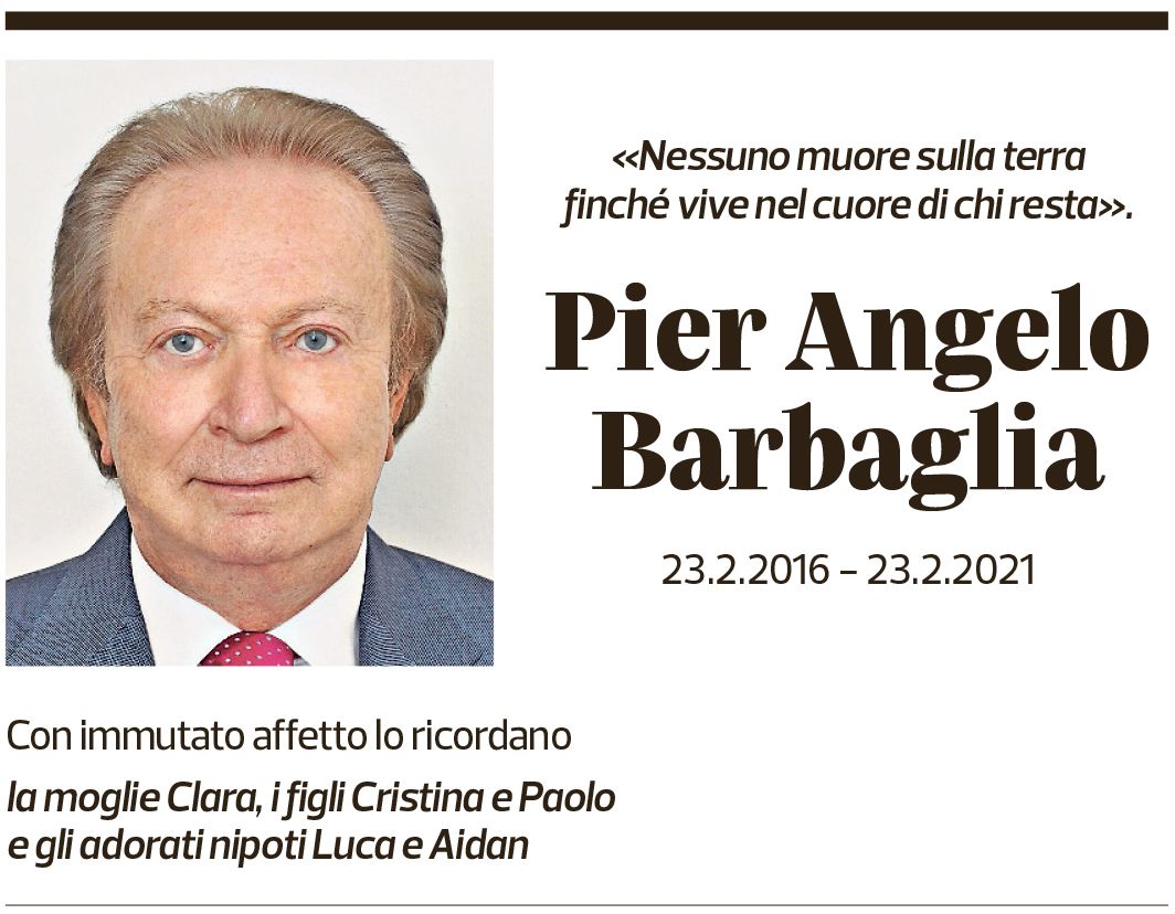 Annuncio funebre Pier Angelo Barbaglia