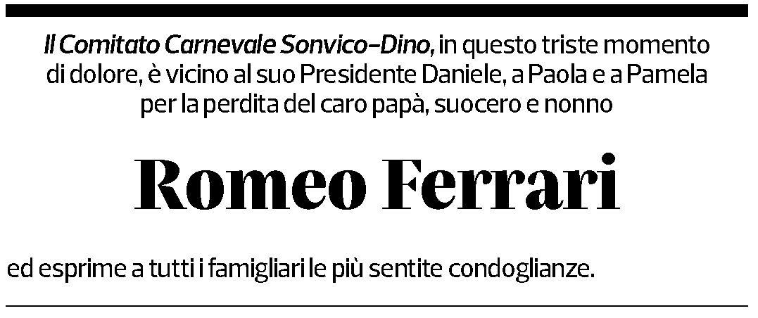 Annuncio funebre Romeo Ferrari
