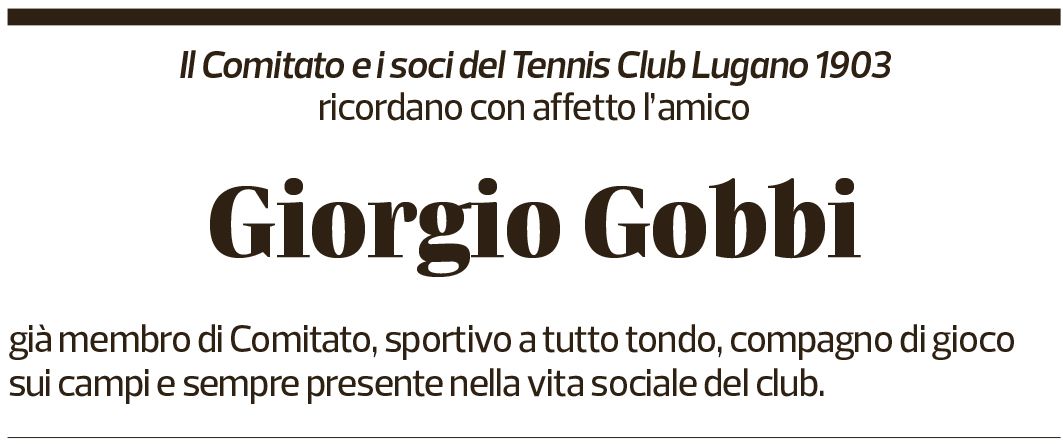 Annuncio funebre Giorgio Gobbi