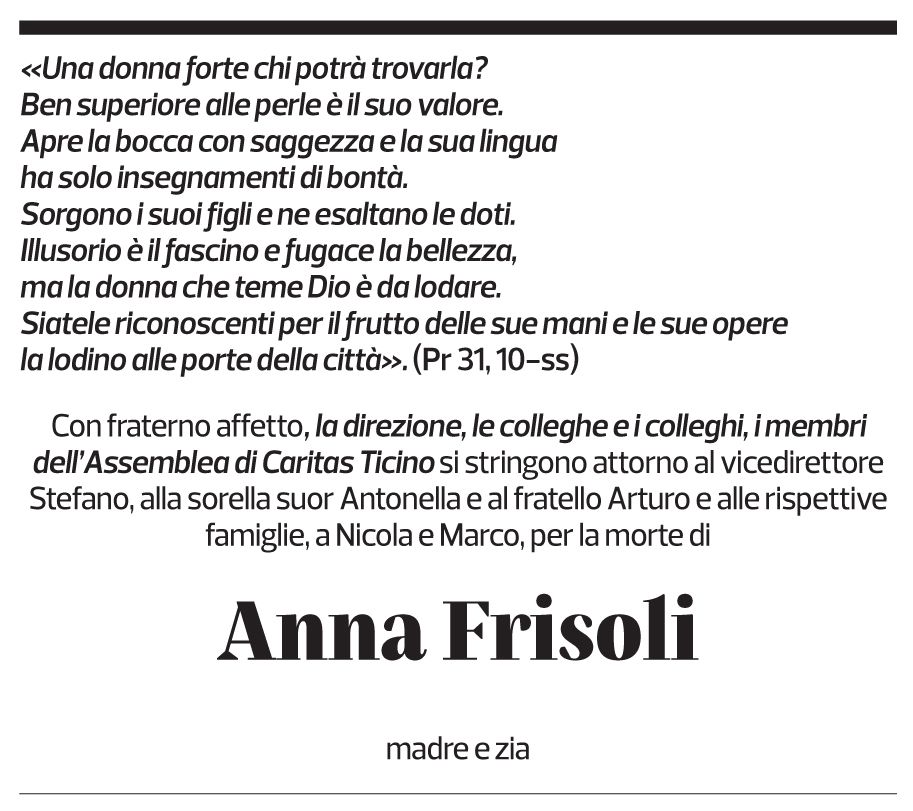 Annuncio funebre Anna Frisoli