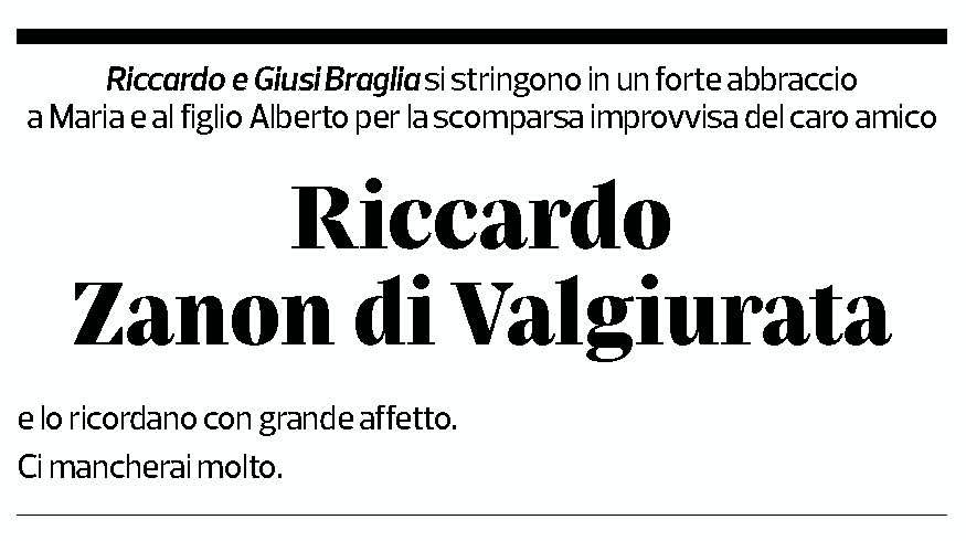 Annuncio funebre Riccardo Zanon