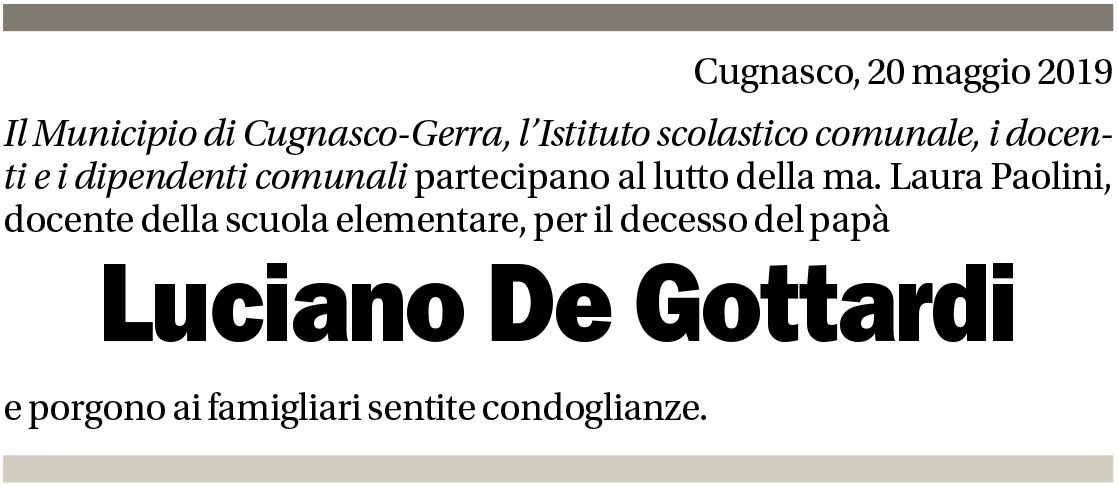 Annuncio funebre Luciano De Gottardi