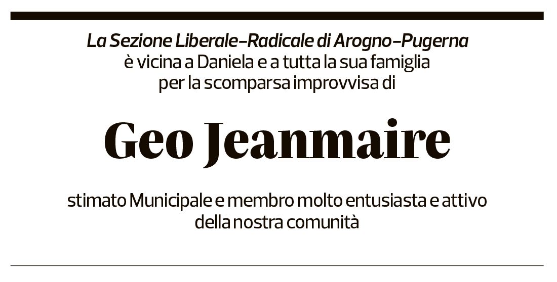 Annuncio funebre Geo Jeanmaire