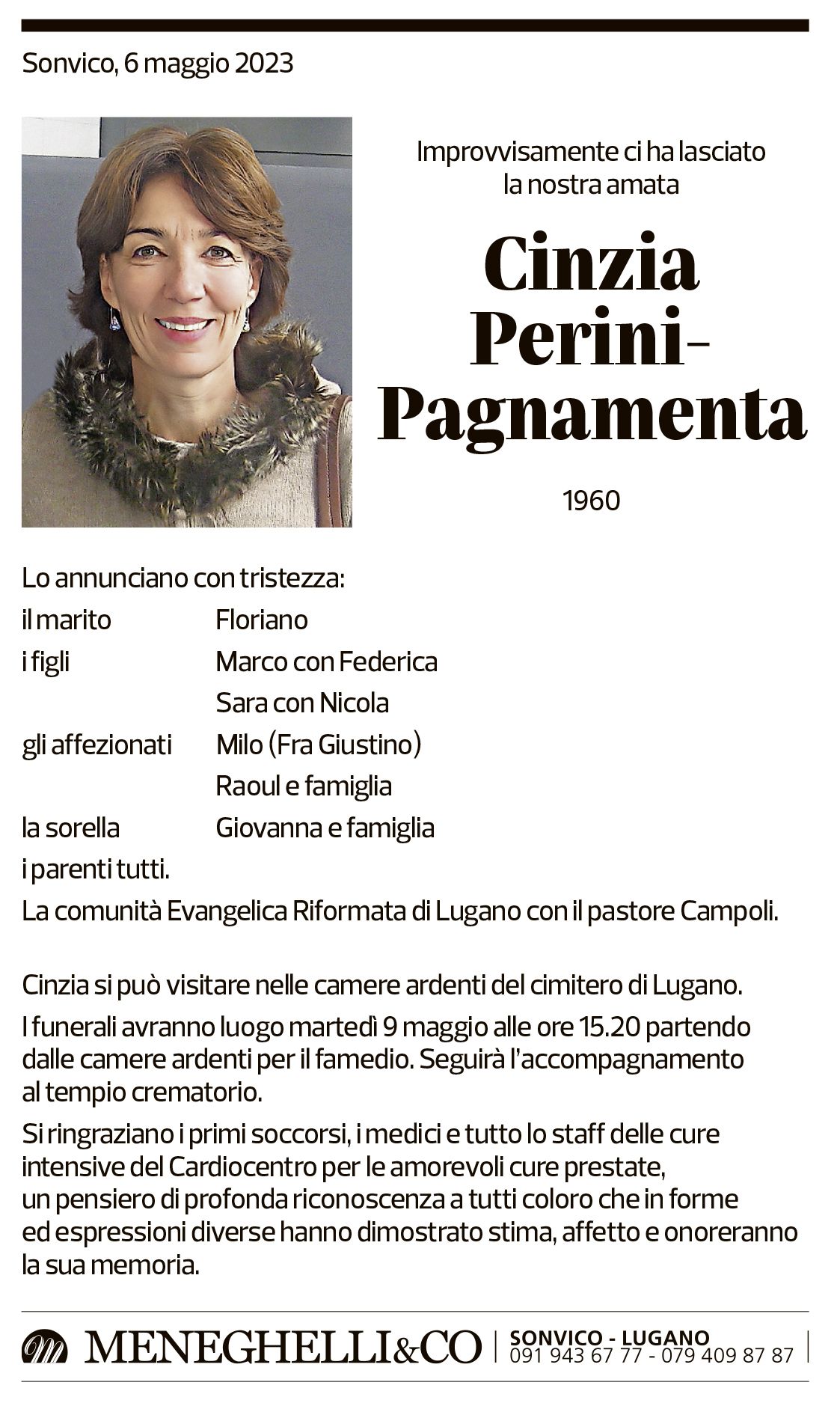 Annuncio funebre Cinzia Perini-pagnamenta