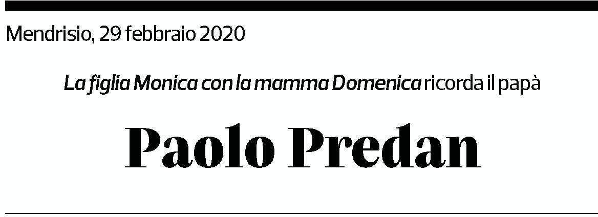 Annuncio funebre Paolo Predan