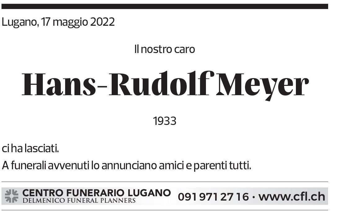 Annuncio funebre Hans-rudolf Meyer