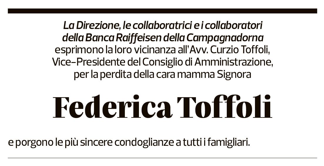 Annuncio funebre Federica Toffoli