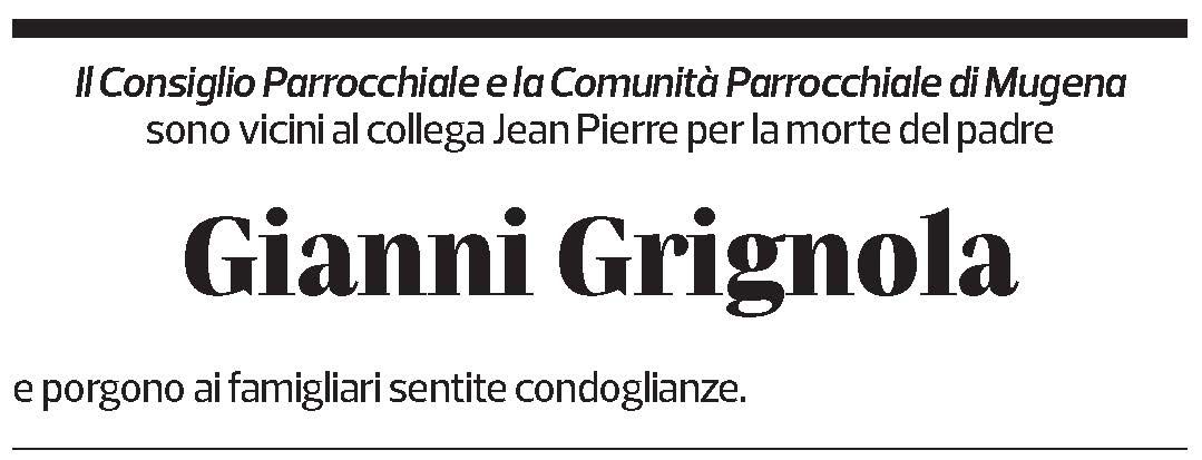 Annuncio funebre Gianni Grignola