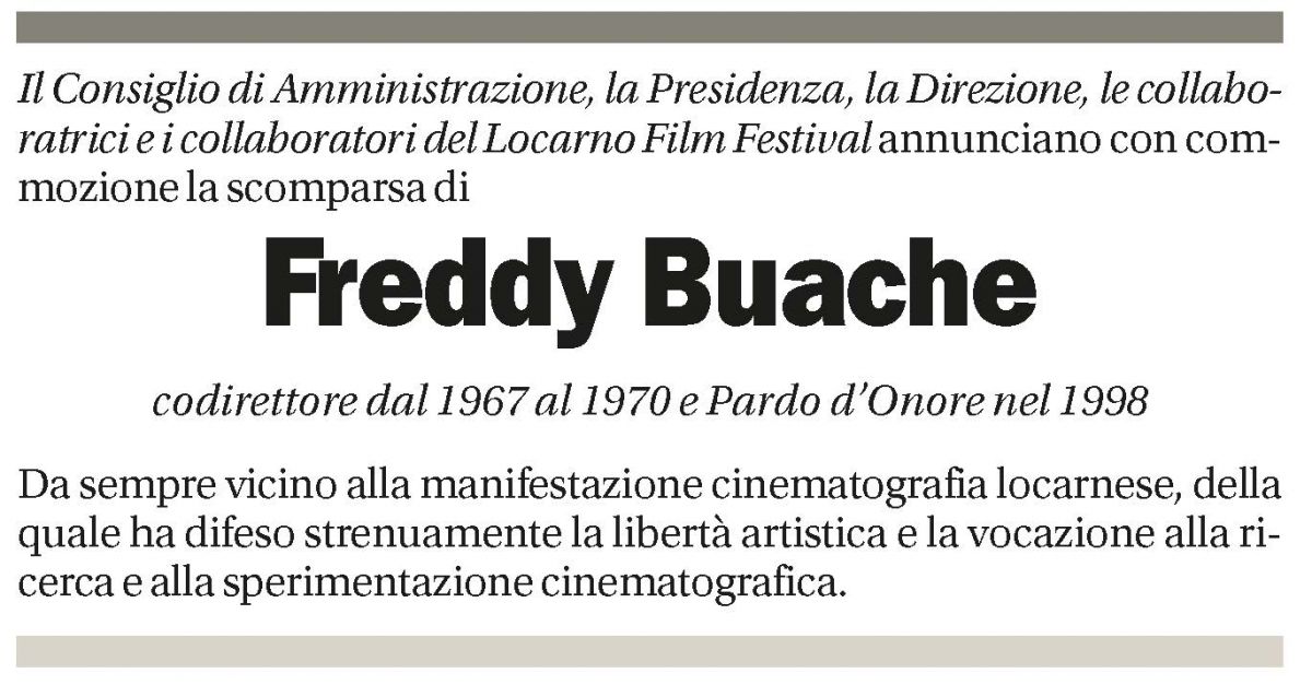 Annuncio funebre Freddy Buache