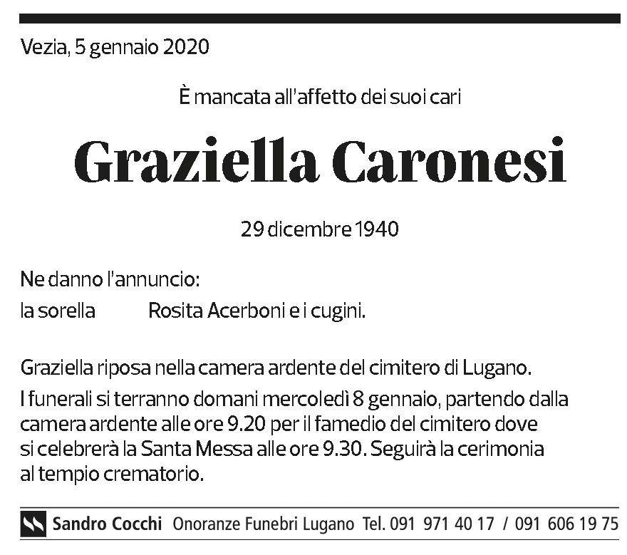 Annuncio funebre Graziella Caronesi