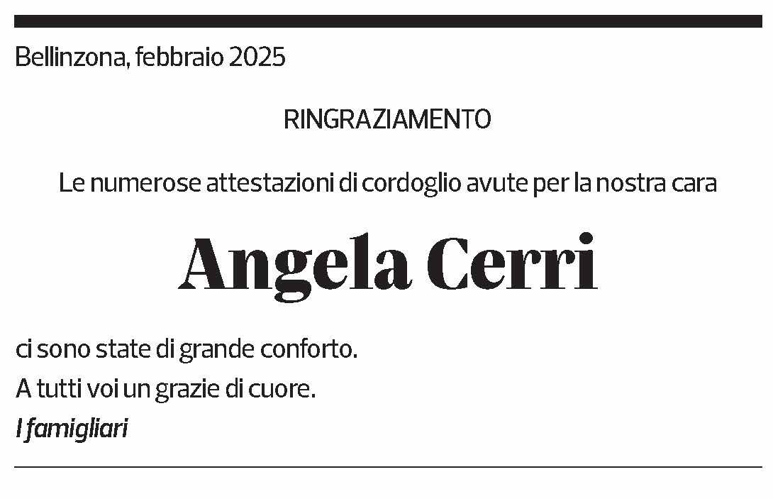 Annuncio funebre Angela Cerri