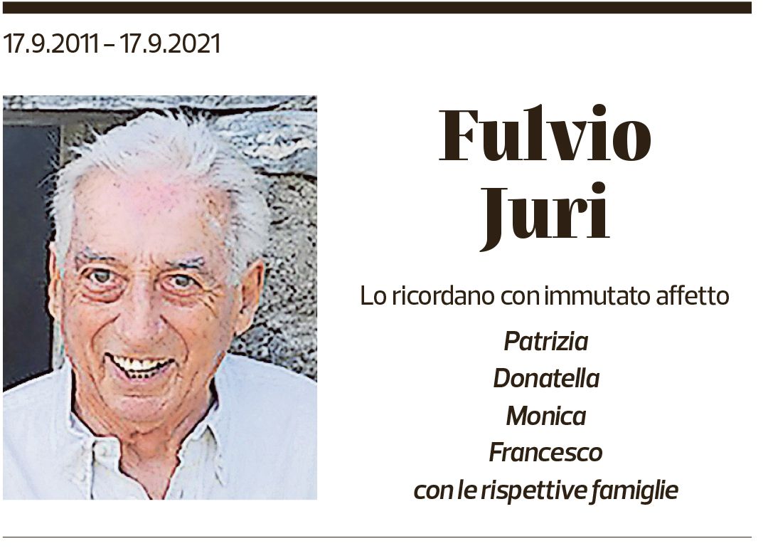 Annuncio funebre Fulvio Juri