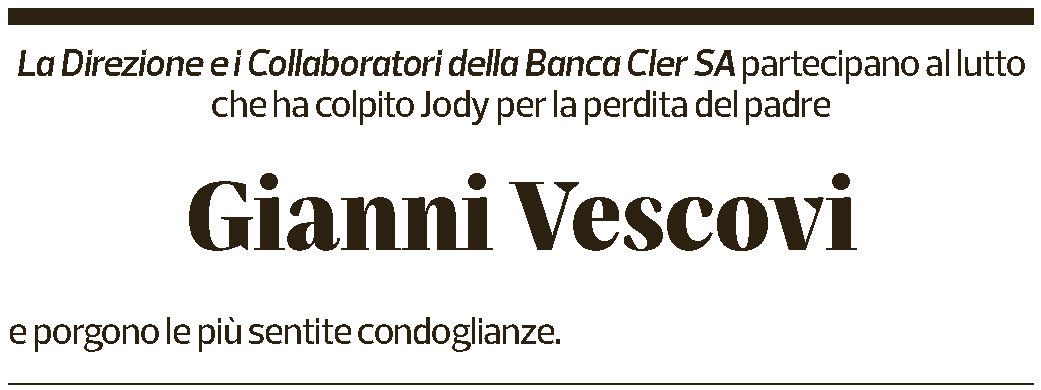 Annuncio funebre Gianni Vescovi